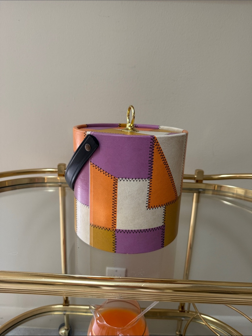 Mid Century Multicolor Patchwork  Ice Bucket - Picture 5 of 17
